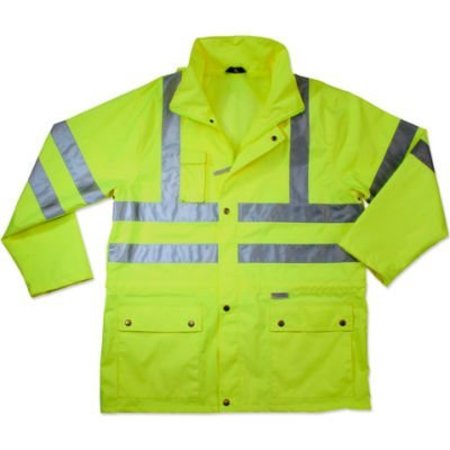 ERGODYNE GloWear 8365 Class 3 Rain Jacket, Lime, 5XL 24329